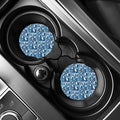 Blue Japanese Wave Pattern Print Car Coasters
