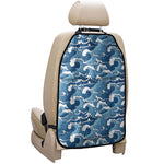 Blue Japanese Wave Pattern Print Car Seat Organizers