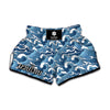 Blue Japanese Wave Pattern Print Muay Thai Boxing Shorts