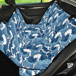 Blue Japanese Wave Pattern Print Pet Car Back Seat Cover