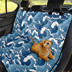 Blue Japanese Wave Pattern Print Pet Car Back Seat Cover