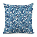Blue Japanese Wave Pattern Print Pillow Cover