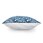 Blue Japanese Wave Pattern Print Pillow Cover