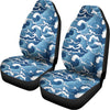 Blue Japanese Wave Pattern Print Universal Fit Car Seat Covers