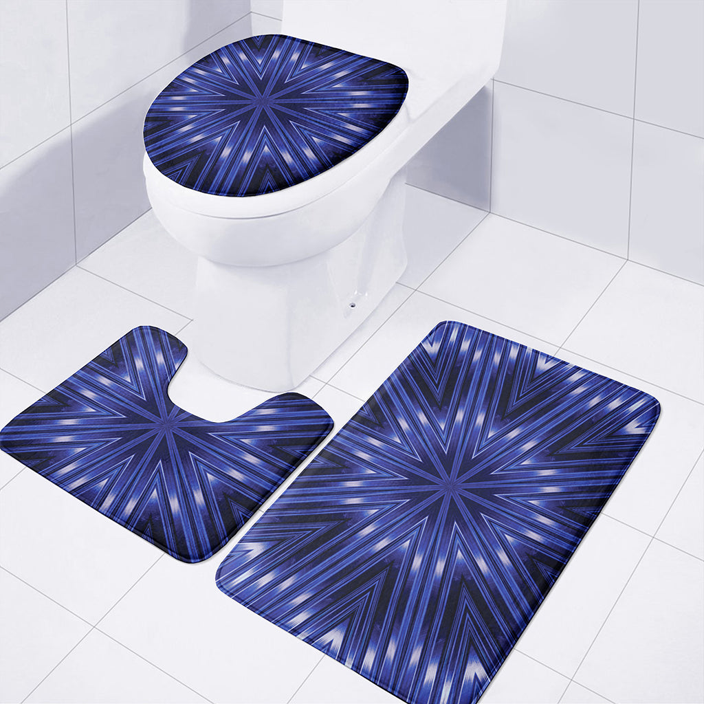 Blue Kaleidoscope Print 3 Piece Bath Mat Set