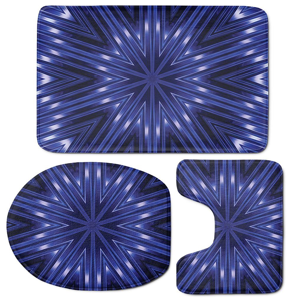 Blue Kaleidoscope Print 3 Piece Bath Mat Set
