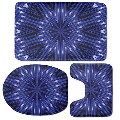 Blue Kaleidoscope Print 3 Piece Bath Mat Set