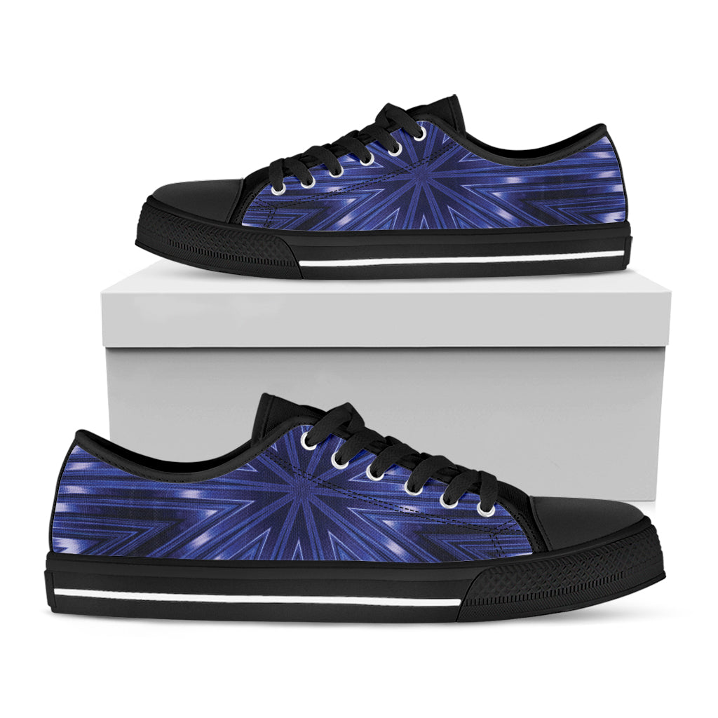 Blue Kaleidoscope Print Black Low Top Shoes