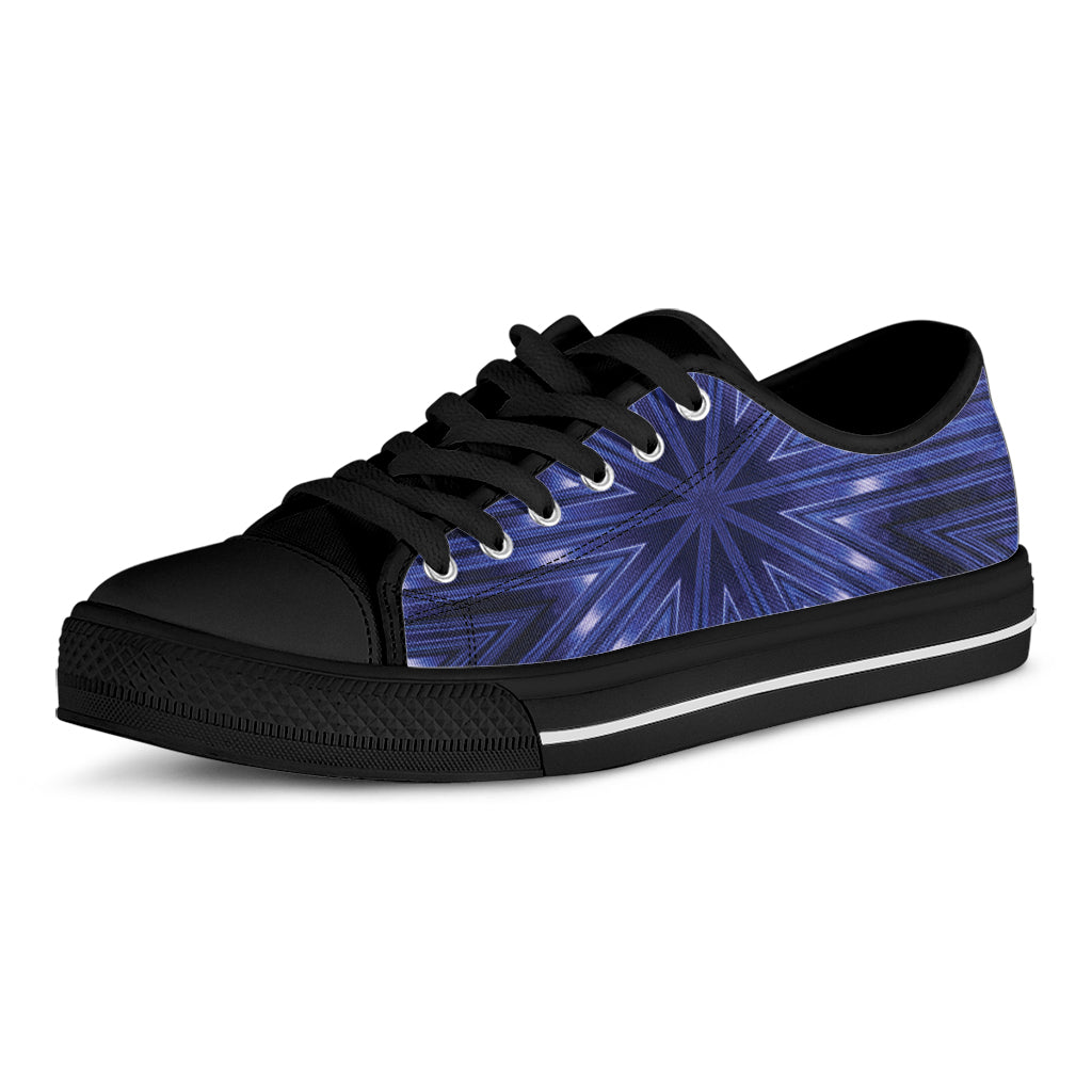 Blue Kaleidoscope Print Black Low Top Shoes