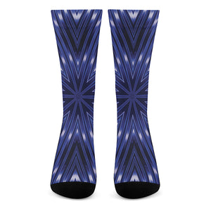 Blue Kaleidoscope Print Crew Socks