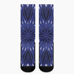 Blue Kaleidoscope Print Crew Socks