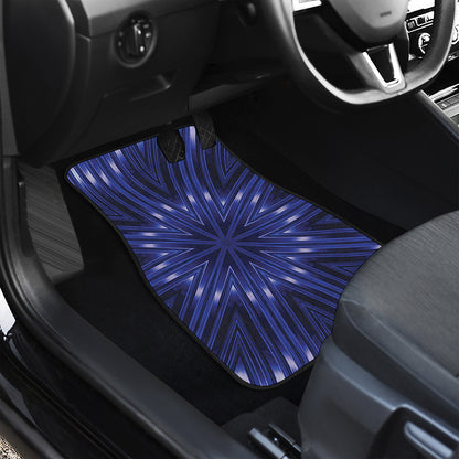 Blue Kaleidoscope Print Front and Back Car Floor Mats