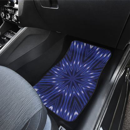 Blue Kaleidoscope Print Front and Back Car Floor Mats