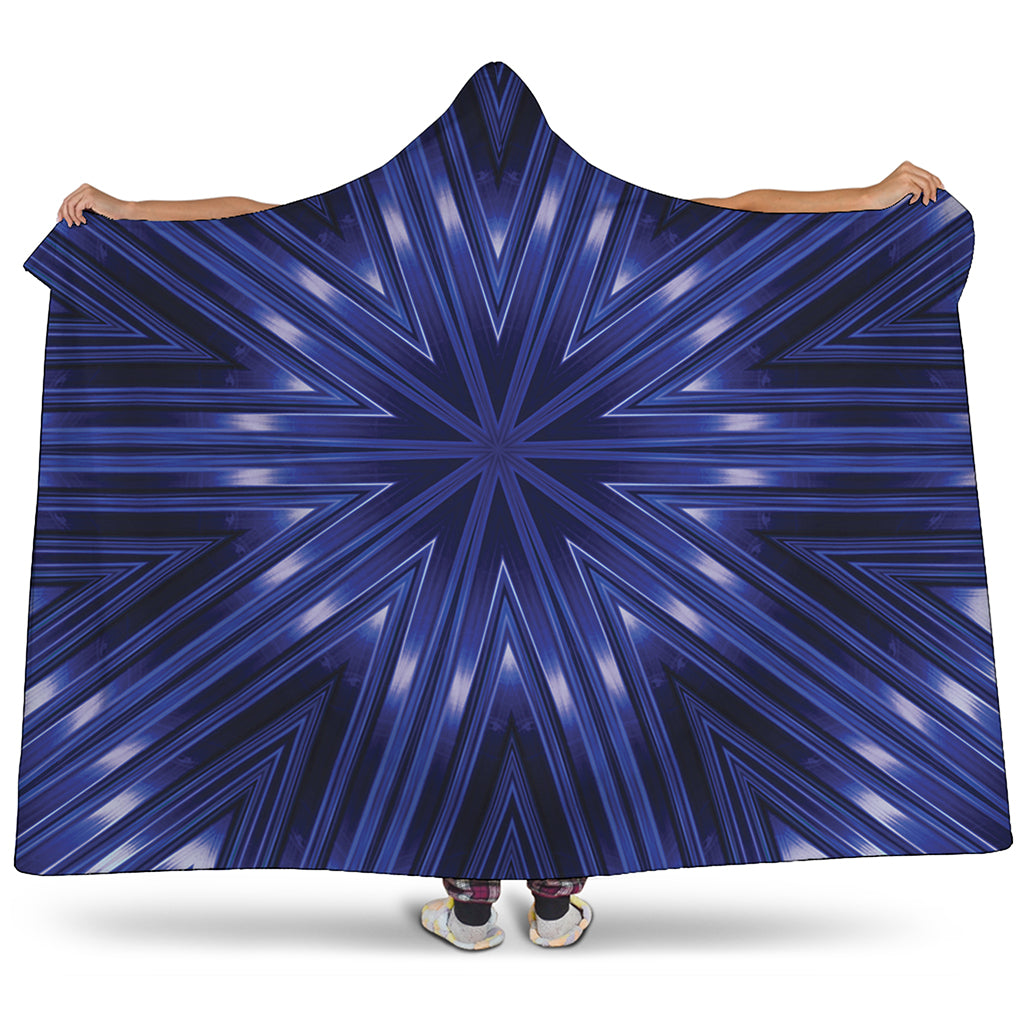 Blue Kaleidoscope Print Hooded Blanket