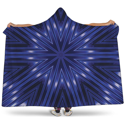 Blue Kaleidoscope Print Hooded Blanket