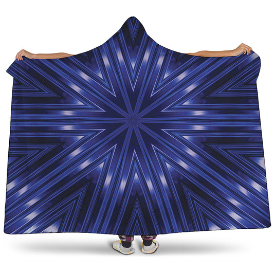 Blue Kaleidoscope Print Hooded Blanket