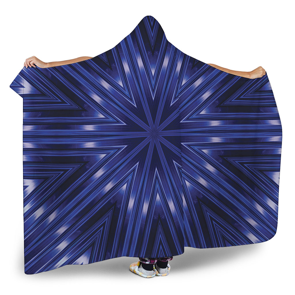 Blue Kaleidoscope Print Hooded Blanket