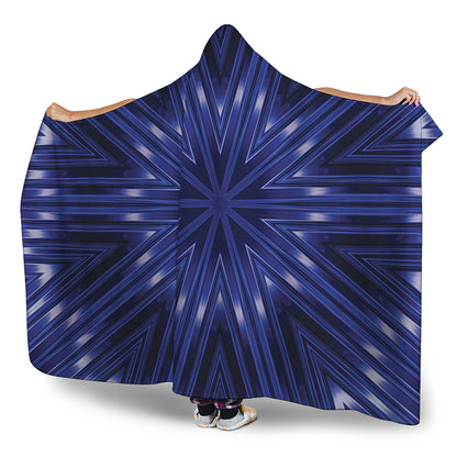 Blue Kaleidoscope Print Hooded Blanket