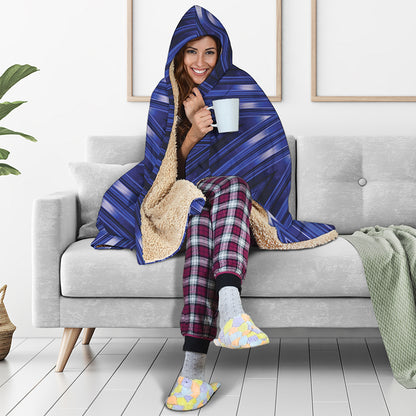 Blue Kaleidoscope Print Hooded Blanket