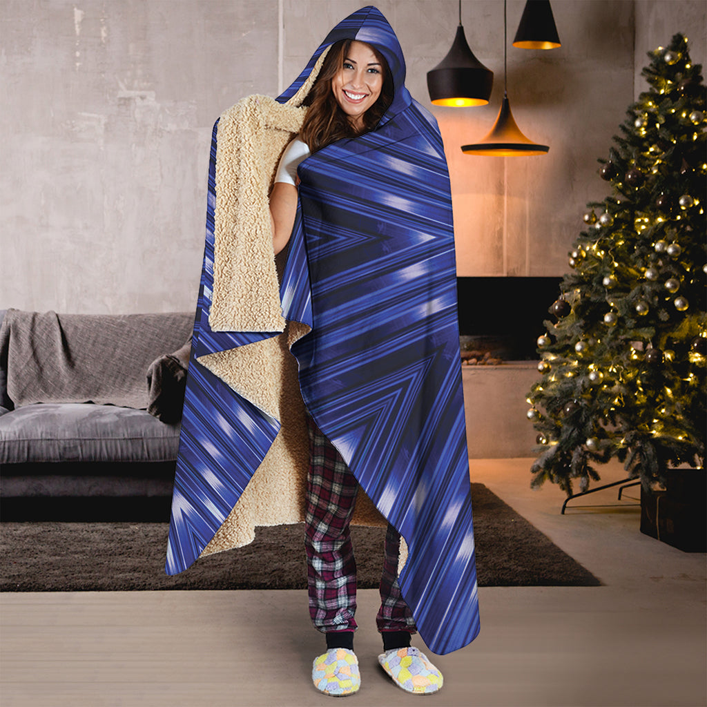 Blue Kaleidoscope Print Hooded Blanket