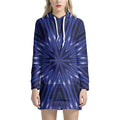 Blue Kaleidoscope Print Pullover Hoodie Dress