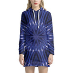 Blue Kaleidoscope Print Hoodie Dress