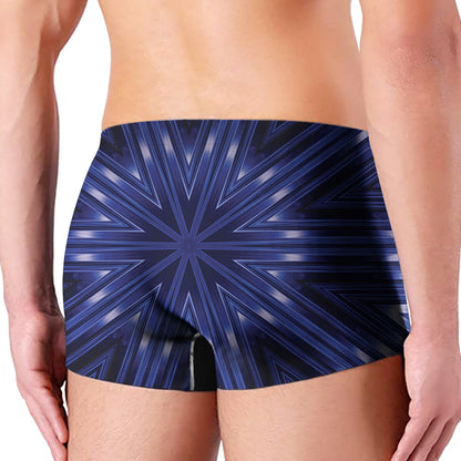 Blue Kaleidoscope Print Men's Boxer Briefs