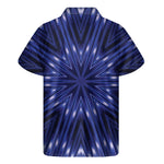 Blue Kaleidoscope Print Men's Short Sleeve Shirt