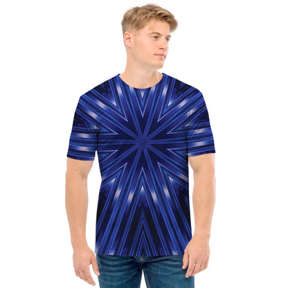 Blue Kaleidoscope Print Men's T-Shirt