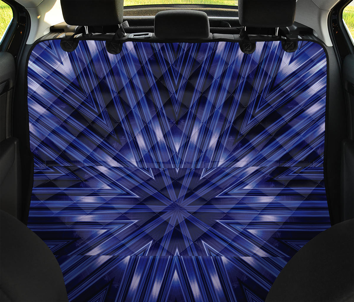 Blue Kaleidoscope Print Pet Car Back Seat Cover