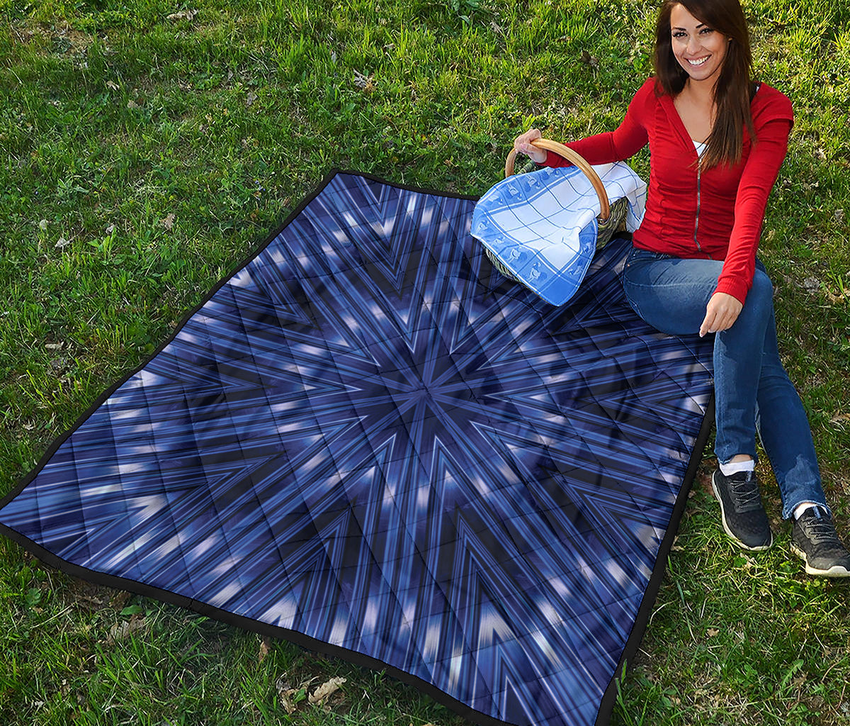 Blue Kaleidoscope Print Quilt