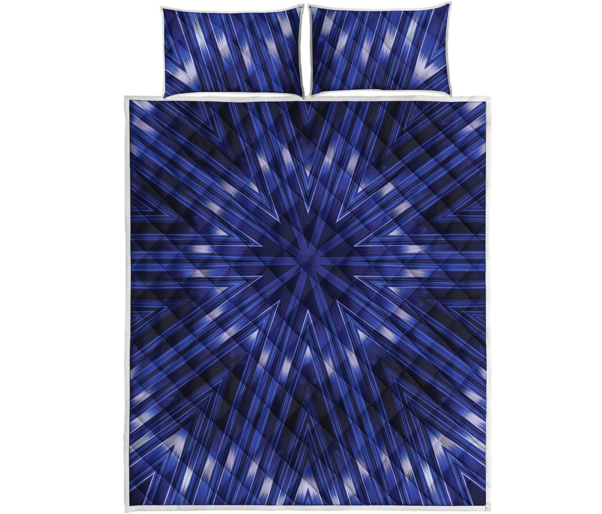 Blue Kaleidoscope Print Quilt Bed Set