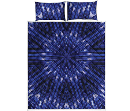 Blue Kaleidoscope Print Quilt Bed Set