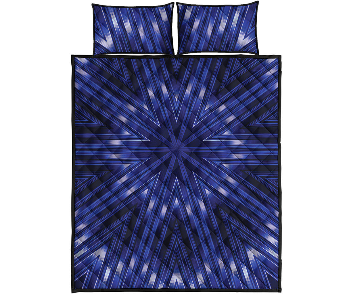 Blue Kaleidoscope Print Quilt Bed Set