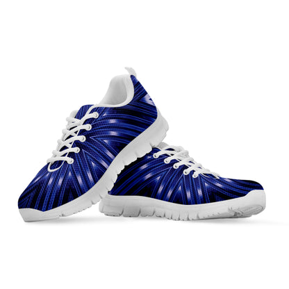 Blue Kaleidoscope Print White Sneakers