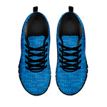 Blue Knitted Pattern Print Black Sneakers