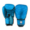 Blue Knitted Pattern Print Boxing Gloves