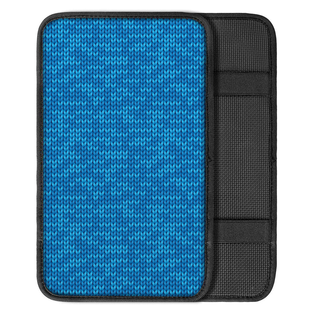 Blue Knitted Pattern Print Car Center Console Cover