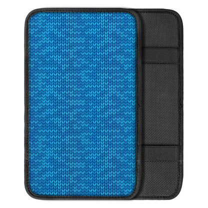 Blue Knitted Pattern Print Car Center Console Cover