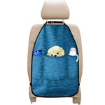 Blue Knitted Pattern Print Car Seat Organizers