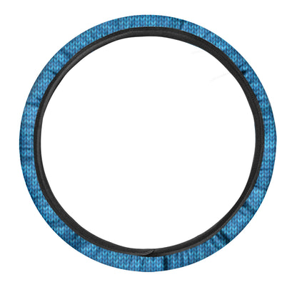Blue Knitted Pattern Print Car Steering Wheel Cover