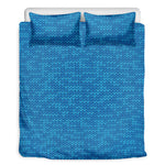 Blue Knitted Pattern Print Duvet Cover Bedding Set
