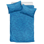 Blue Knitted Pattern Print Duvet Cover Bedding Set