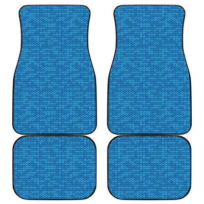 Blue Knitted Pattern Print Front and Back Car Floor Mats