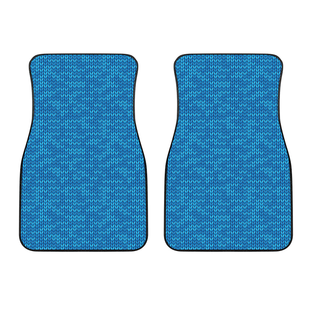 Blue Knitted Pattern Print Front Car Floor Mats