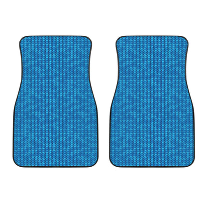 Blue Knitted Pattern Print Front Car Floor Mats