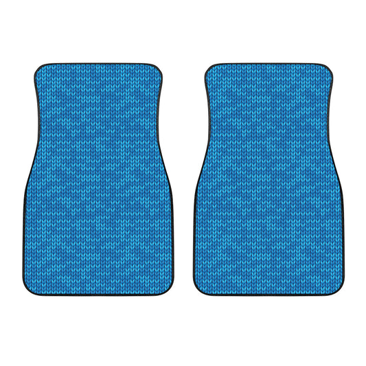 Blue Knitted Pattern Print Front Car Floor Mats