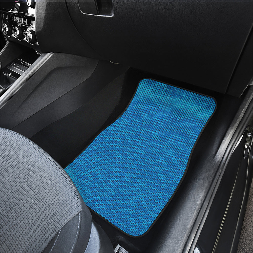 Blue Knitted Pattern Print Front Car Floor Mats