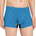 Blue Knitted Pattern Print Men's Boxer Briefs