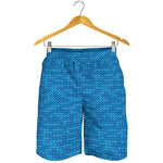 Blue Knitted Pattern Print Men's Shorts
